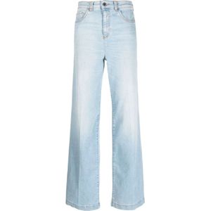 Emporio Armani, Wijde Pijp Vijf Zakken Dames Jeans Blauw, Dames, Maat:W28