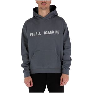 Purple Brand, Sweatshirts & Hoodies, Heren, Grijs, M, Katoen, Heren Fleece Hoodie met Kangoeroezak
