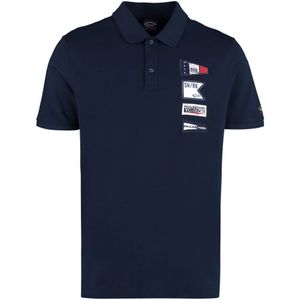 Paul & Shark, Tops, Heren, Blauw, XL, Katoen, Katoenen Polo Shirt met Patches