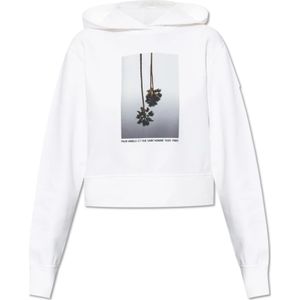 Palm Angels, Bedrukte hoodie Wit, Dames, Maat:S