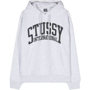 Stüssy, Sweatshirts & Hoodies, Heren, Grijs, XL, Grijze Sweater met Logo Print