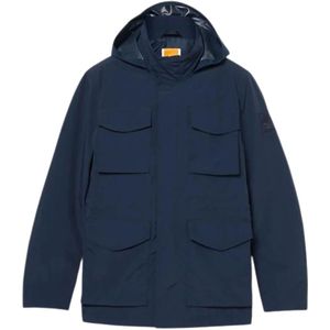 Timberland, Jassen, Heren, Blauw, 3Xl, Nylon, Waterdichte en winddichte herenjas