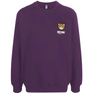 Moschino, Sweatshirts & Hoodies, Dames, Paars, L, Katoen, Katoen Merk Print Sweatshirt