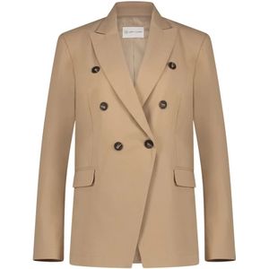 Jane Lushka, Stijlvolle Beige Blazer met Stretch en Antibacteriële Stof Beige, Dames, Maat:XL