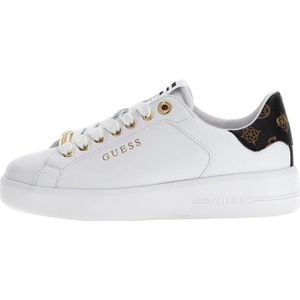 Guess, Schoenen, Dames, Wit, 41 EU, Leer, Witte Leren Sneakers met Gouden Logo