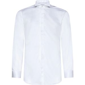 D4.0, Overhemden, Heren, Wit, S, Katoen, Slim-Fit Wit Katoenen Overhemd