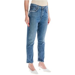 Agolde, Jeans, Dames, Blauw, W26, Denim, Slim Fit High Rise Cropped Jeans