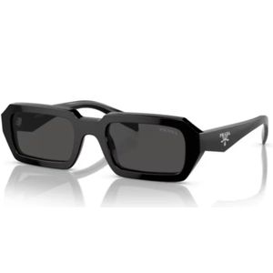 Prada, Gedurfde Rechthoekige Zonnebril in Zwart Zwart, unisex, Maat:M