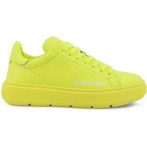 Love Moschino, Schoenen, Dames, Geel, 36 EU, Leer, Leren Sneakers voor Dames Lente/Zomer