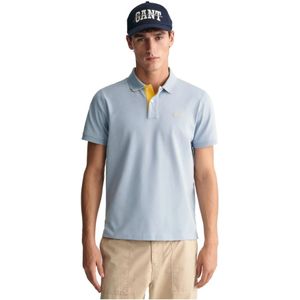 Gant, Tops, Heren, Blauw, 4Xl, Katoen, Contrast Piqué Polo Shirt