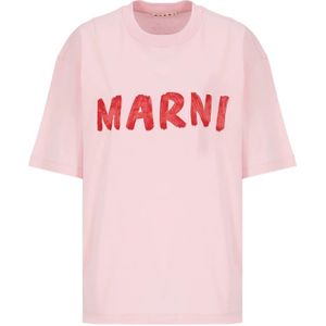 Marni, Tops, Dames, Roze, S, Katoen, Roze Katoenen T-shirts en Polos voor Vrouwen