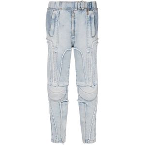 Balmain, Jeans, Heren, Blauw, W30, Katoen, Geribbelde katoenen slim-fit jeans