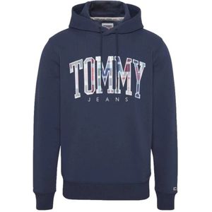 Tommy Hilfiger, Sweatshirts & Hoodies, Heren, Blauw, M, Katoen, Tartan Reg Sweatshirt Tommy Jeans