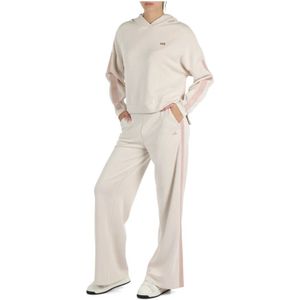 Emporio Armani Ea7, Sport, Dames, Beige, M, Polyester, Modal Sporty Tracksuit Wide Leg