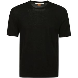 Hindustrie, Tops, Heren, Zwart, XL, Katoen, Zwarte Half-Mouw Lichtgewicht T-Shirt