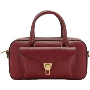 Coccinelle, Tassen, Dames, Rood, ONE Size, Leer, Beat Medium Handtas in Bordeaux Leer