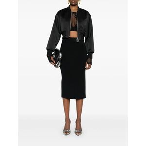 Versace Jeans Couture, Rokken, Dames, Zwart, S, Zwarte Gebreide Midi Rok met Knoopdetail