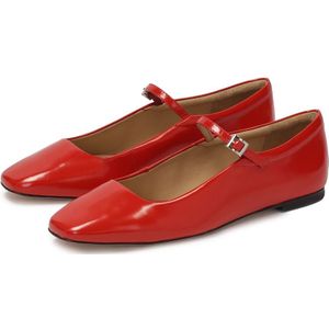 Kazar Studio, Schoenen, Dames, Rood, 40 EU, Leer, Rode ballerina's met Mary Jane-stijl bandje