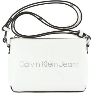 Calvin Klein Jeans, Tassen, Dames, Wit, ONE Size, Leer, Schoudertas van imitatieleer met logo