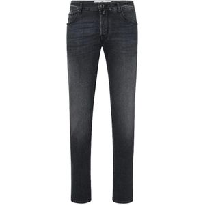 Jacob Cohën, Jeans, Heren, Zwart, W36, Katoen, Premium Zwart Slim Fit Katoenen Jeans