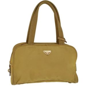 Prada Vintage, Pre-owned, Dames, Beige, ONE Size, Nylon, Pre-owned Nylon handbags