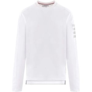 Thom Browne, Tops, Heren, Wit, S, Katoen, Witte T-shirt met lange mouwen en 4bar detail
