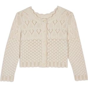 Ba&Sh, Truien, Dames, Wit, M, Geschulpte Sheer Gebreid Cardigan