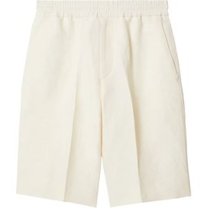 Burberry, Korte broeken, Heren, Wit, S, Witte Shorts Elastische Koord Rits