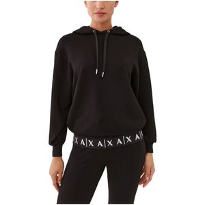 Armani Exchange, Sweatshirts & Hoodies, Dames, Zwart, S, Polyester, Dames Hoodie