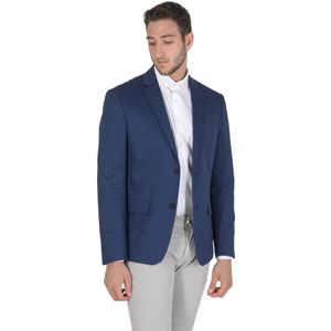 Calvin Klein, Blauwe Katoenen Blazer Blauw, Heren, Maat:2XL