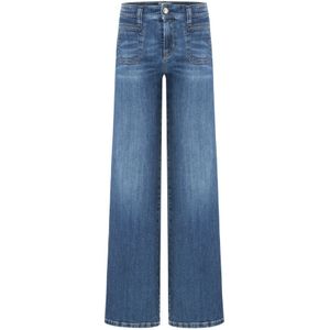 Cambio, Jeans, Dames, Blauw, S, Katoen, Wijde Pijp Jeans voor Wintergebruik