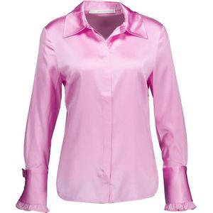 Herzen's Angelegenheit, Zijden en elastane blouse met ruches Roze, Dames, Maat:L