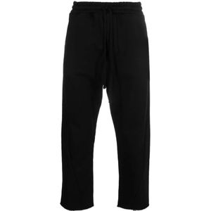 Thom Krom, Broeken, Heren, Zwart, M, Katoen, Zwarte Raw-Cut Korte Track Pants