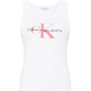 Calvin Klein Jeans, Tops, Dames, Wit, S, Witte Top voor Vrouwen