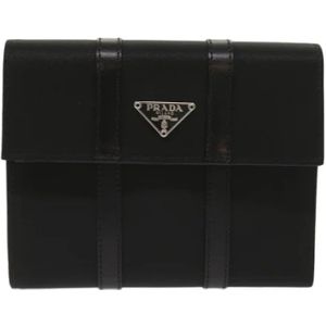 Prada Vintage, Tweedehands leren portemonnees Zwart, Heren, Maat:ONE Size