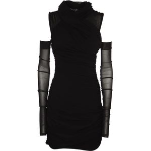 Philosophy di Lorenzo Serafini, Zwarte Tule Stretch Jurk Zwart, Dames, Maat:XS