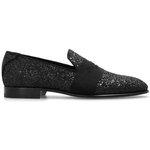 Jimmy Choo, ‘Thame’ glitter loafers Zwart, Heren, Maat:43 1/2 EU