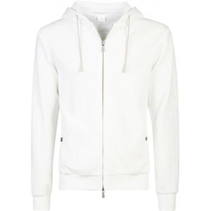 Eleventy, Sweatshirts & Hoodies, Heren, Wit, M, Katoen, Moderne Full Zip Hoodie Jersey Katoen