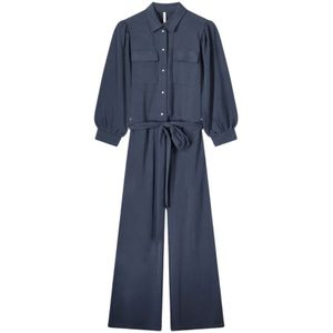 Summum Woman, Navy Jumpsuit met wijde pijpen Blauw, Dames, Maat:XS