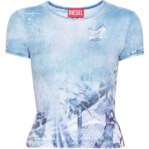 Diesel, Gestreepte Tanktop Blauw, Dames, Maat:M