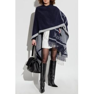 Max Mara, Jassen, Dames, Blauw, ONE Size, Poncho Hilde