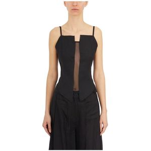 NÜ Denmark, Open Tank Top Zwart, Dames, Maat:M