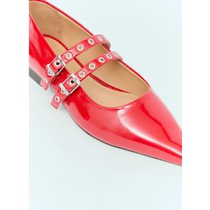 Ganni, Schoenen, Dames, Rood, 40 EU, Eyelet Ballerina Flats