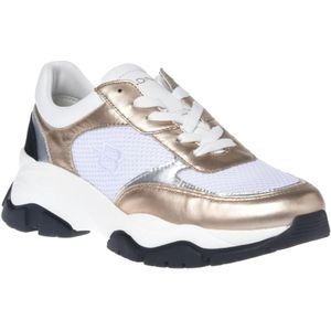 Baldinini, Schoenen, Dames, Veelkleurig, 38 1/2 EU, Leer, Sneaker in gold and white nappa leather