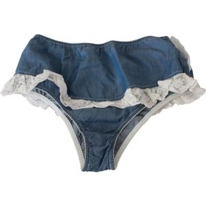 Ermanno Scervino, Denimblauwe Katoenen Broekjes Blauw, Dames, Maat:M