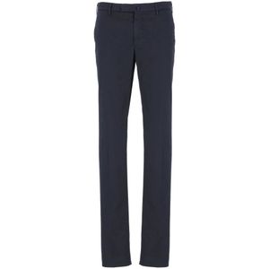 Incotex, Broeken, Heren, Blauw, M, Katoen, Blauwe Geruite Slim Fit Broek