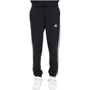 Adidas, Broeken, Heren, Zwart, M, Katoen, Essentials Fleece 3-Stripes Tapered Cuff Trainingsbroeken