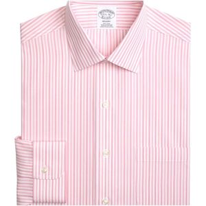 Brooks Brothers, Overhemden, Heren, Roze, XL, Katoen, Regent Regular-fit niet-ijzer overhemd, Oxford Stretch, Ainsley Collar-Check