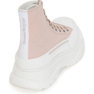 Alexander McQueen, Schoenen, Dames, Roze, 36 EU, Katoen, Roze Tread Slick High-Top Sneakers