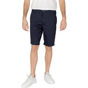 Armani Exchange, Korte broeken, Heren, Blauw, W33, Katoen, Blauwe Katoenmix Zip Shorts